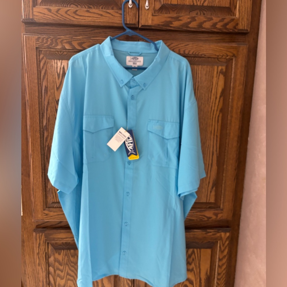 AFTCO Rangle Big Guy Vented Button Down Short Sleeve Fishing Shirt 5XL